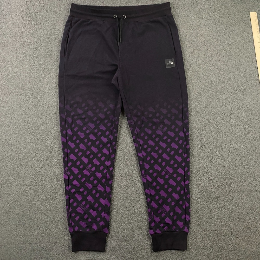 Hugo Boss x‎ Khaby Jogger Pants Mens 2XL French Terry Logo Sweatpants Purple